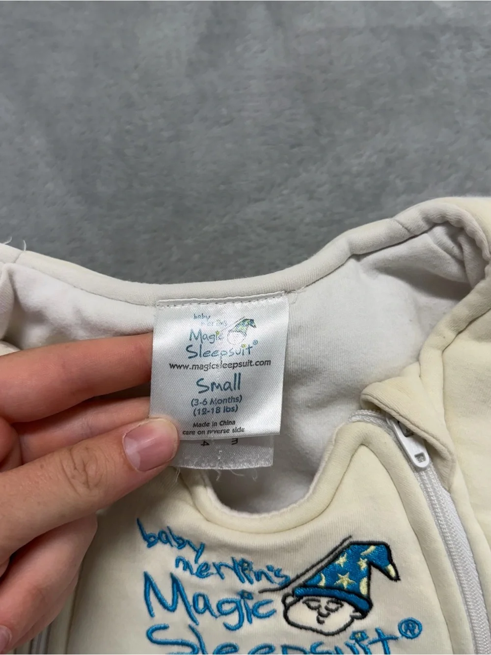 Baby Merlin's Magic Sleepsuit Cream Small Size 3-6 Months 12-18 lbs Cotton